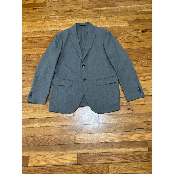 Uniqlo Mens Unstructured Blazer Jacket Sz Large 40R Gray Slim Fit Lightweight - Picture 1 of 8